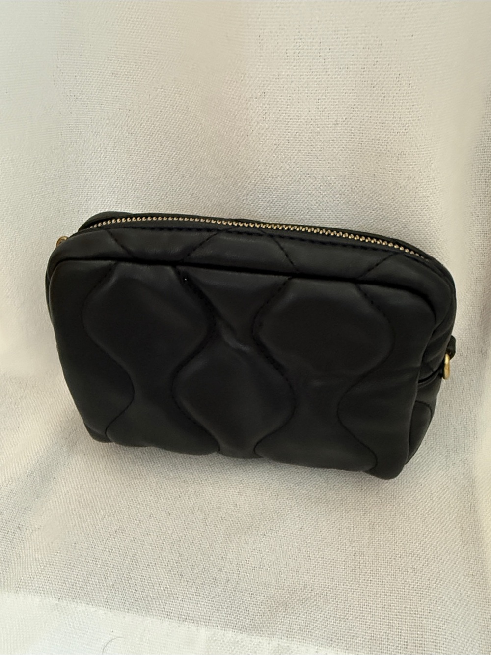 Zara Quilted Black Faux Leather Pouch